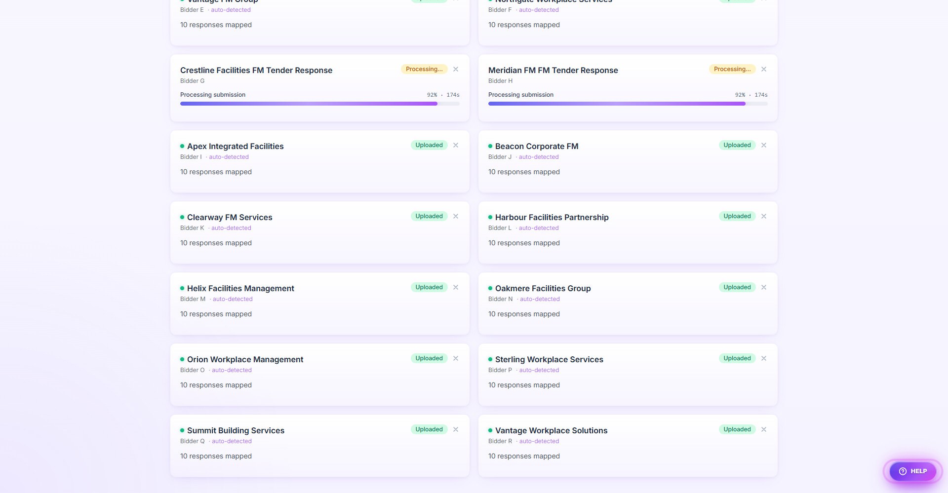 Bulk upload 50 bidder submissions in parallel
